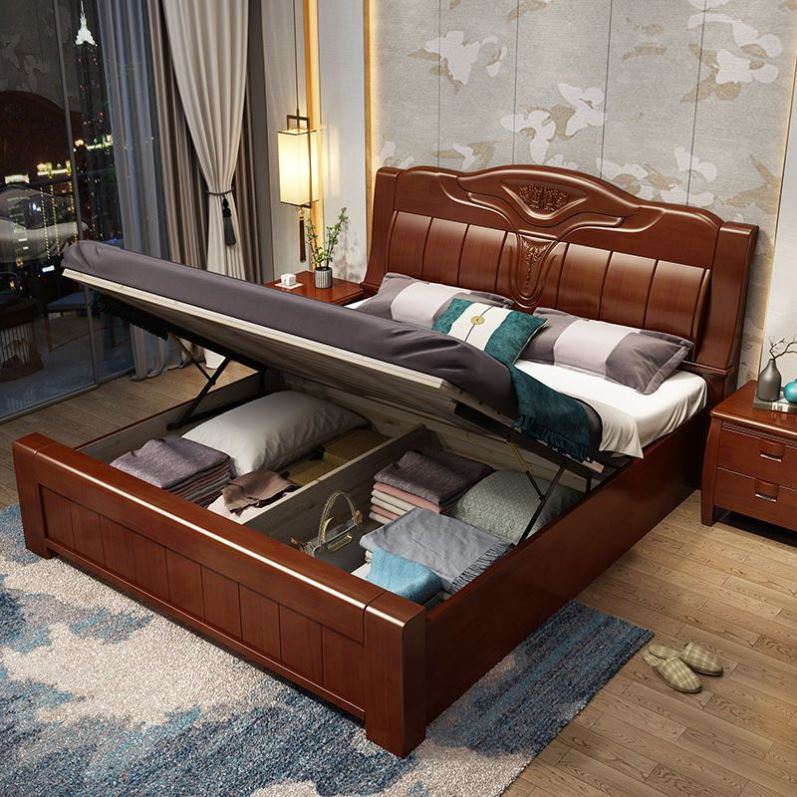 实木床1.8米*2M双人床简约现代1.5米单人床主卧储物床经济型大床