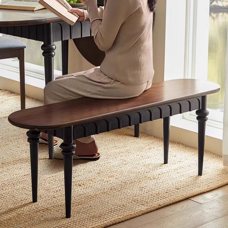 法式 实木 长条凳 家用餐凳 复古美式 换鞋凳 床尾凳