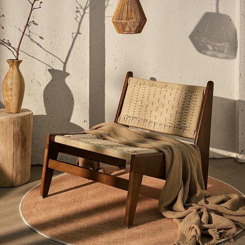 绳编靠背懒人躺椅侘寂风休闲区中古阳台家具藤编单人沙发袋鼠椅子