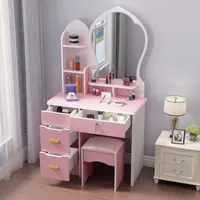 80 см розовая принцесса зеркало левый ящик+табуретка