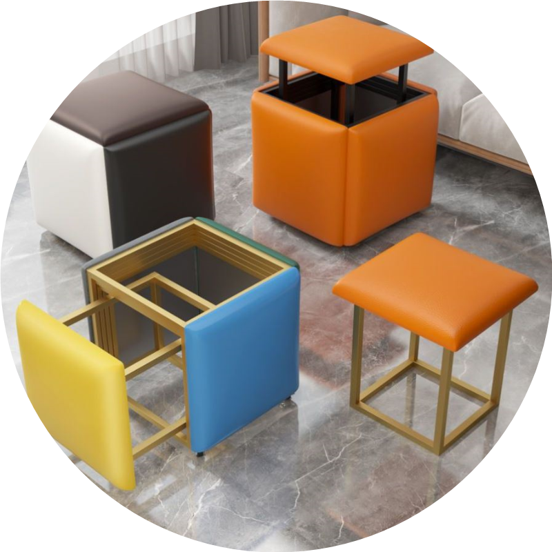 网红魔方组合凳子家用结实客厅餐凳可叠放五合一多功能收纳板凳