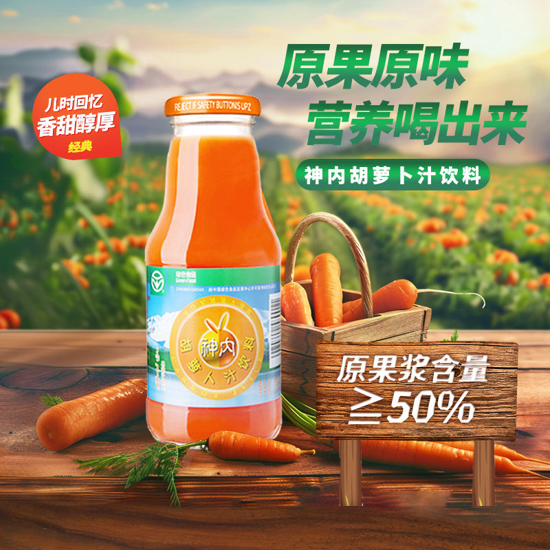 【绿色食品】新疆神内胡萝卜汁石河子果蔬汁0脂肪轻断食238ml*20