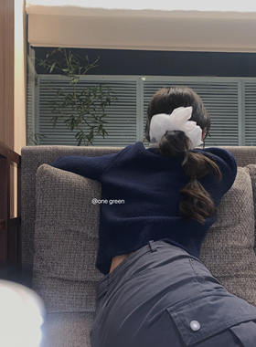 ONEGREEN 白色薄款大号网纱纯色欧根纱大肠圈ins同款简约百搭发圈