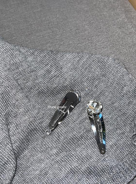 ONEGREEN 辛芷蕾同款小扁圆水钻bb夹 金属银色气质百搭刘海碎发夹