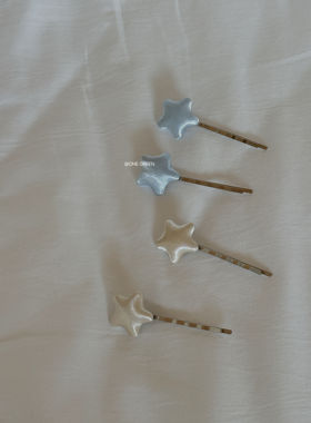 ONEGREEN 6.23NEW春夏马卡龙色包布五角星一字夹少女百搭刘海发夹