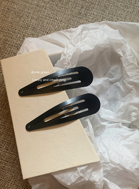 ONEGREEN 7cm纯黑色基础水滴发夹 2个装碎发刘海bb夹发饰少女简约