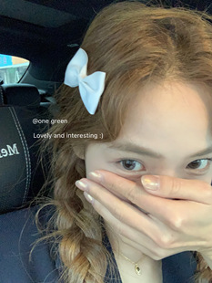 ONEGREEN 纯色小罗纹少女校园蝴蝶结简约发夹 日系可爱百搭发卡