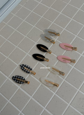 ONEGREEN 7.7NEW 新款纯色尖椭圆字母无痕夹 百搭前额刘海碎发夹