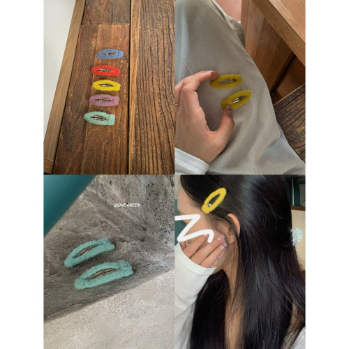 秋冬侧边毛绒缕空碎发夹bb夹