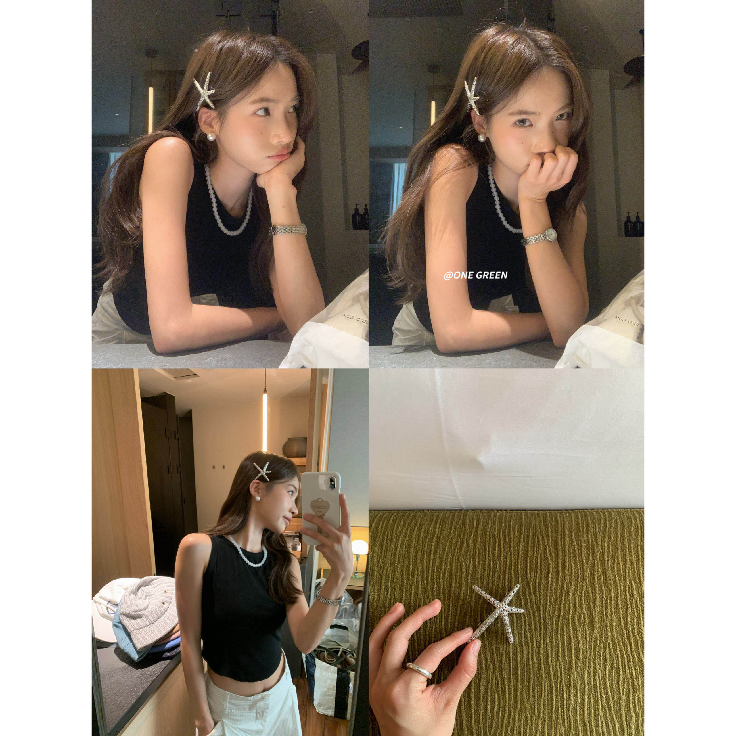 百搭简约时尚星星弹簧夹刘海顶夹