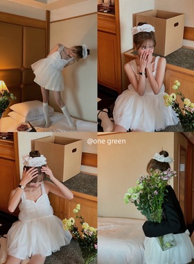 ONEGREEN 新款双层白色花边法式浪漫发圈 洛丽塔风百搭纯色大肠圈