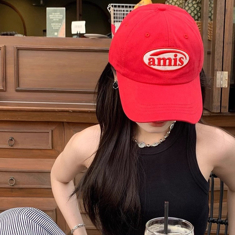 ins风红色鸭舌帽男女春夏季休闲贴布百搭软顶大头围棒球帽,运动/瑜伽/健身/球迷用品,棒球帽,淘宝优惠券,粉丝福利购,淘宝优惠卷