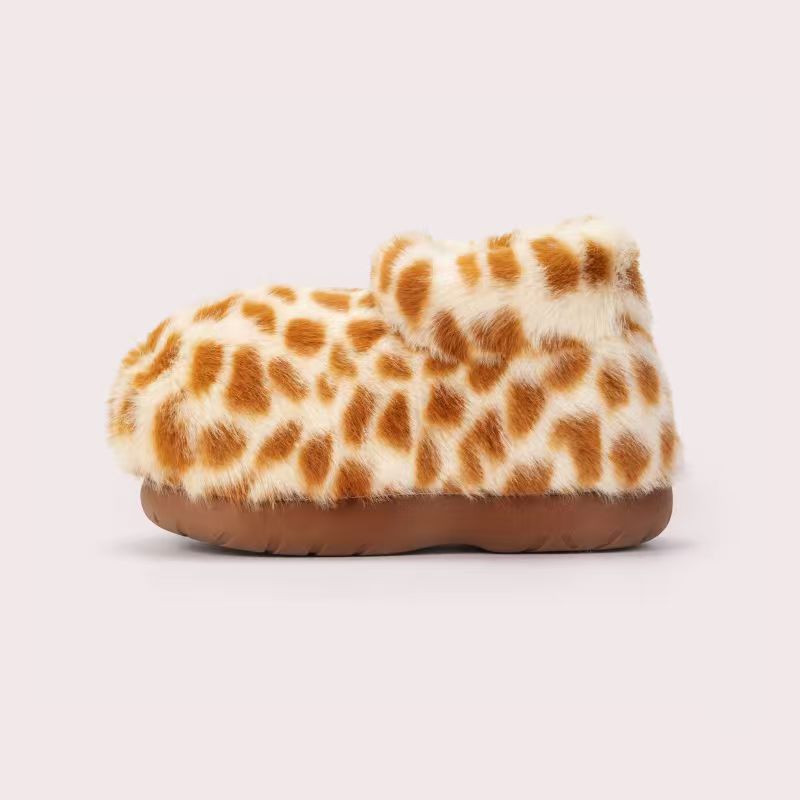 可爱萌物圆亲子棉拖鞋冬季加绒加厚保暖居家室内情侣女士男毛毛