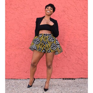Print Women African Shorts宽松阔腿裤 Digital Casual Ethnic