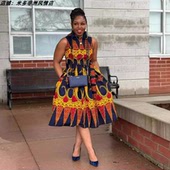 African 开叉连衣裙DIY大摆长裙 非洲性感多穿式 dress skirt女装