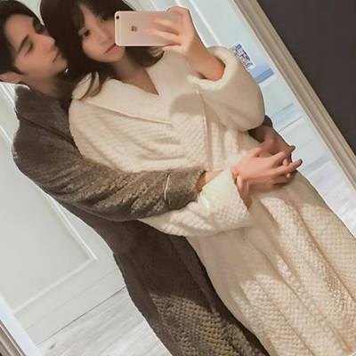 Home Daily~情侣珊瑚绒睡袍冬款女加厚长款睡衣浴巾式男冬季浴袍