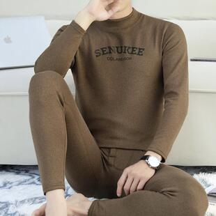 MAROLIO~高端德绒半高领保暖内衣男冬季加绒加厚打底秋衣秋裤套装