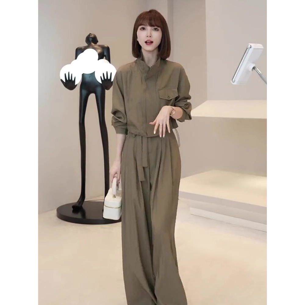 春装高级感时尚套装搭配一整套2026新款女装显瘦上衣阔腿裤两件套