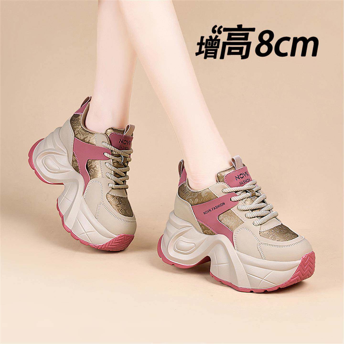 港风真皮轻便软底运动鞋2025秋新款爆款厚底显脚小个子内增高女鞋