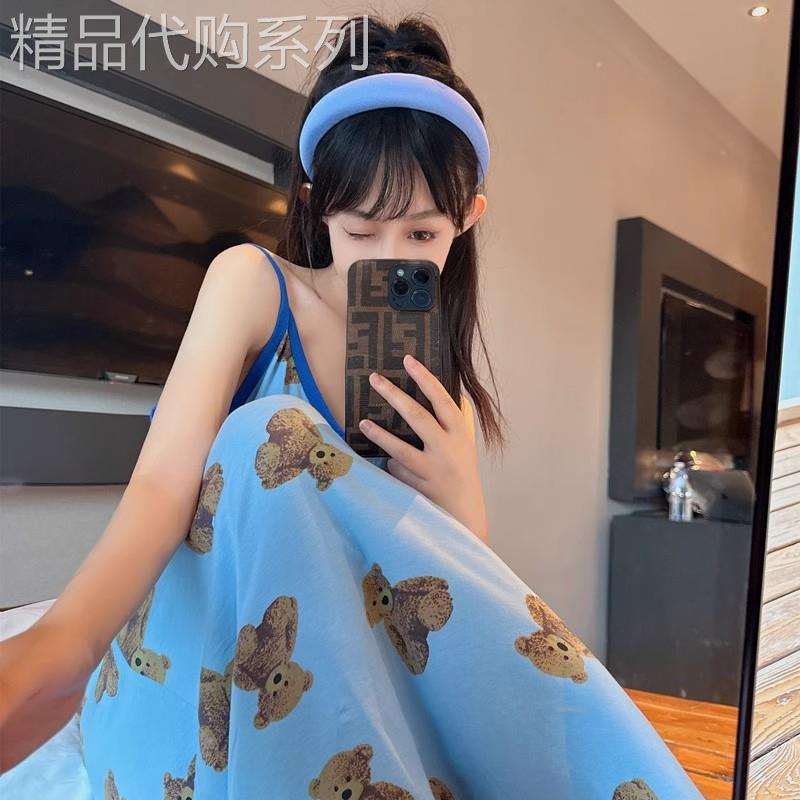法国BERYDIA小熊玩偶吊带睡裙女夏季2026新款纯棉带胸垫家居服