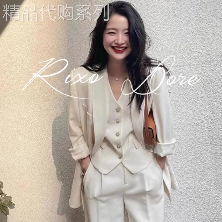 RIXO DORE法式轻奢设计感白色西装女温柔高级小众马甲裤子三件套
