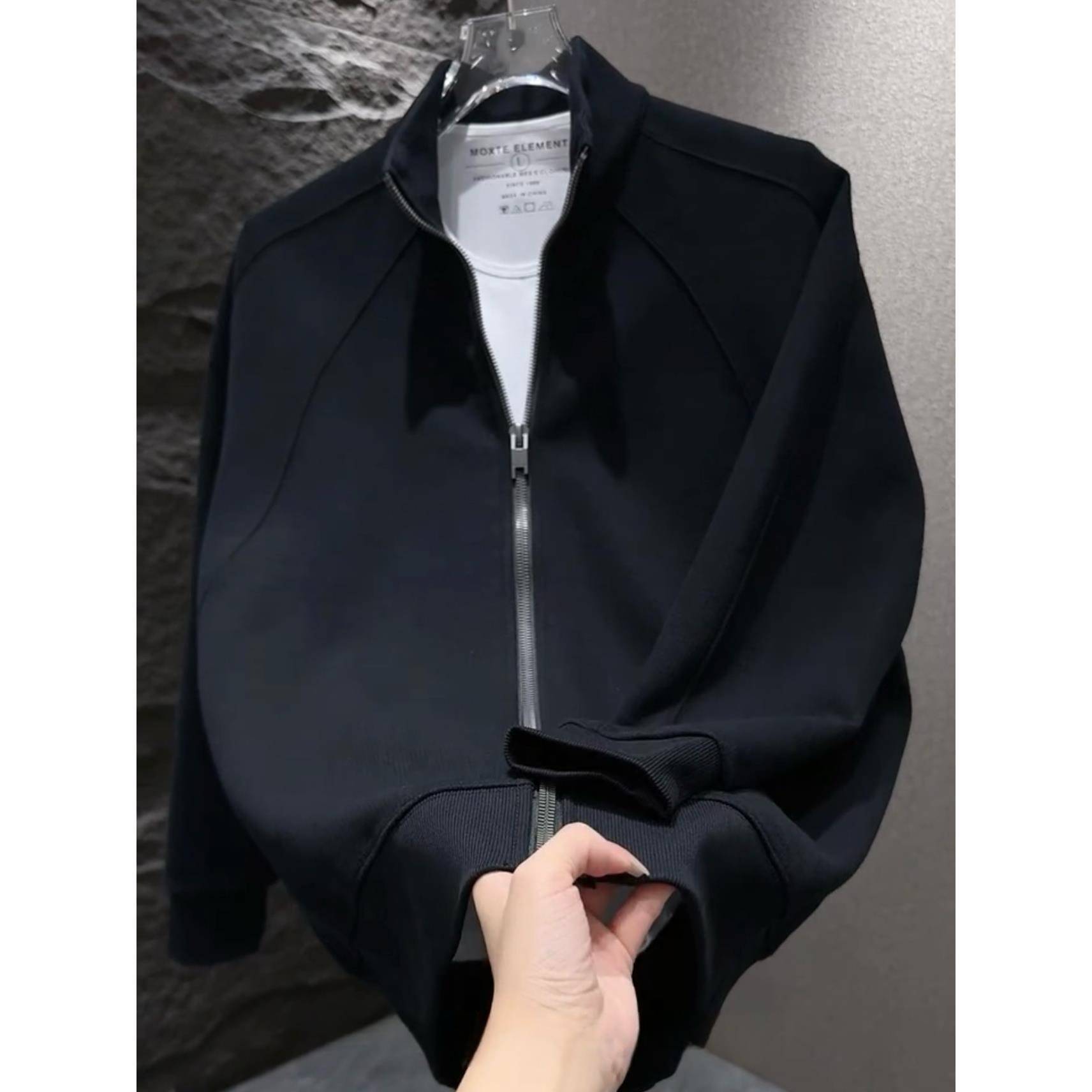 VIRRI CIAGA！秋季外套高级感纯色拉炼立领卫衣重磅痞帅潮牌上衣