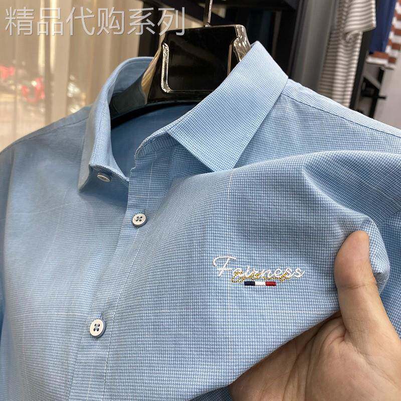 MK100%纯棉薄款短袖衬衫男夏季新款高端商务休闲半袖男士衬衣潮