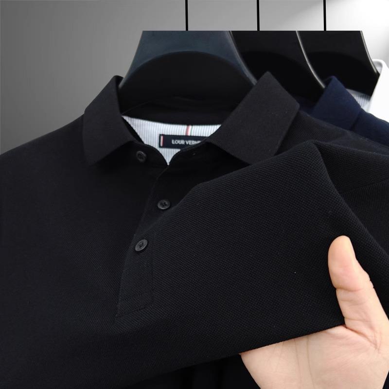 高端100%纯棉Polo衫男短袖夏季潮流简约百搭商务休闲男士半袖上衣