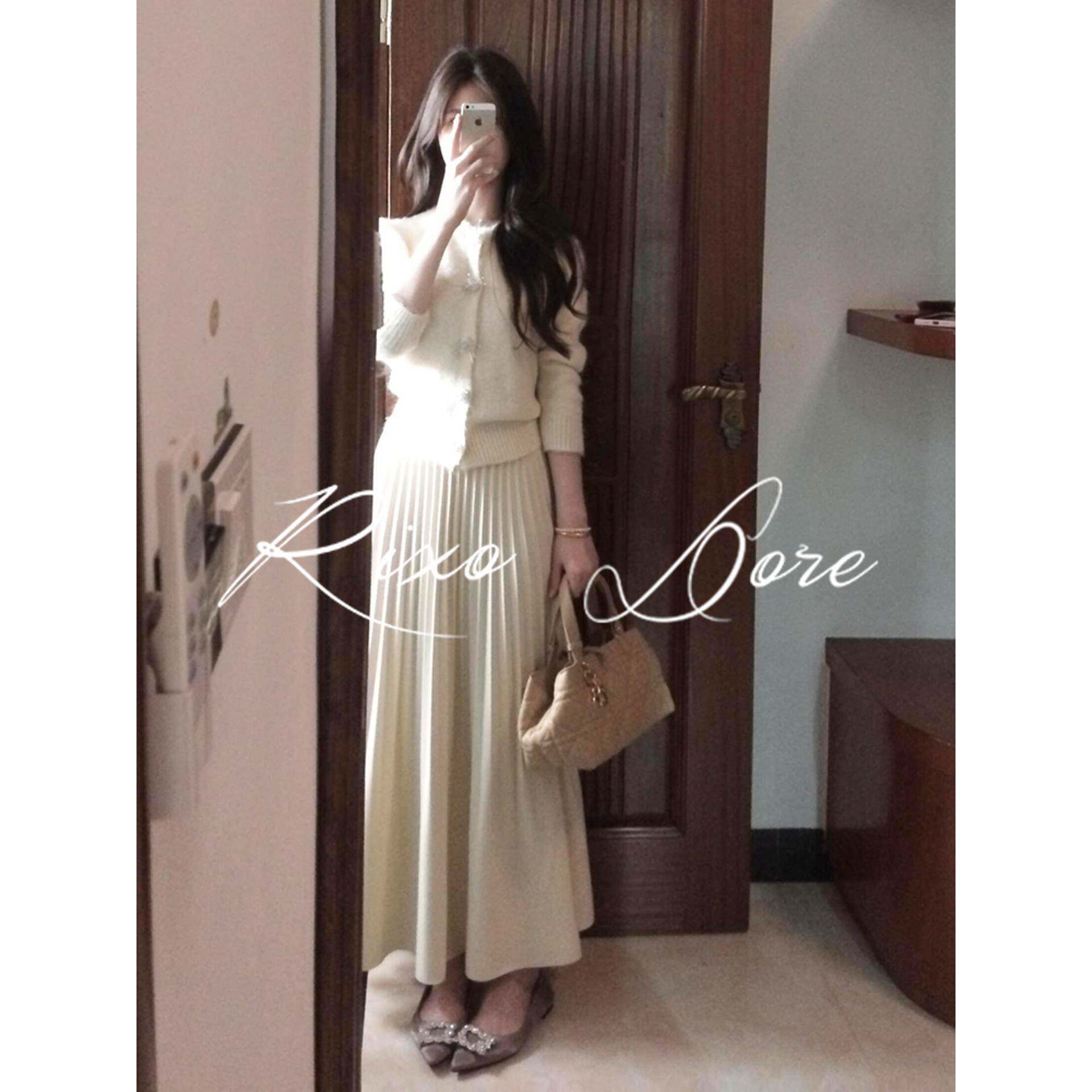 RIXO DORE法式高级感白色小香风套装女秋冬新款气质针织衫半身裙