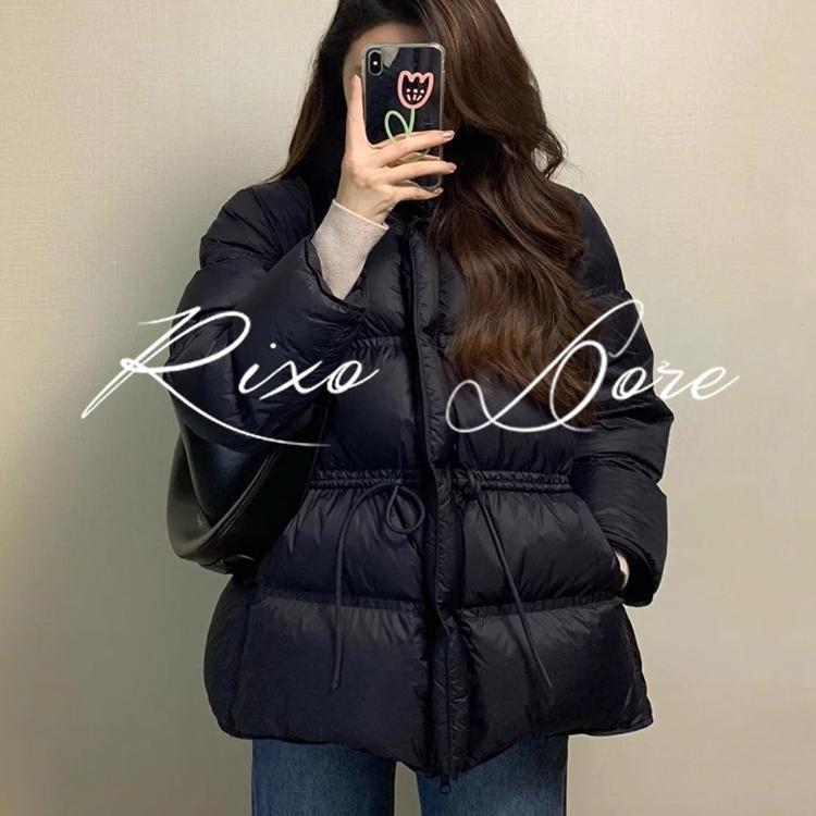 RIXO DORE法式黑色短款羽绒服女新款简约洋气高级感厚实收腰外套