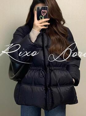 RIXO DORE法式黑色短款羽绒服女新款简约洋气高级感厚实收腰外套