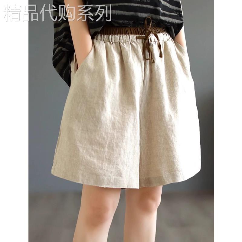 棉麻阔腿短裤女夏季薄款2026新款高腰垂感宽松显瘦五分亚麻休闲裤