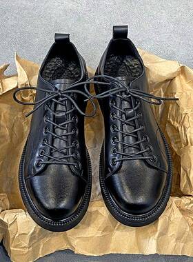 Trendsetters！有点好看又正式的圆头厚底增高软底真皮英伦小皮鞋