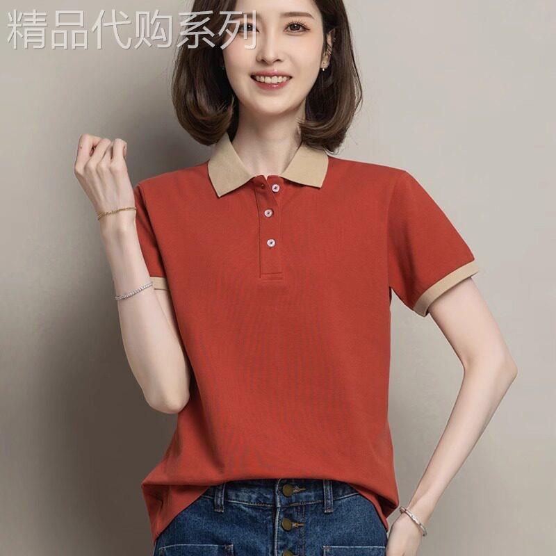 短袖polo衫女2026年新款夏季薄款宽松大尺码工作服T恤翻领上衣