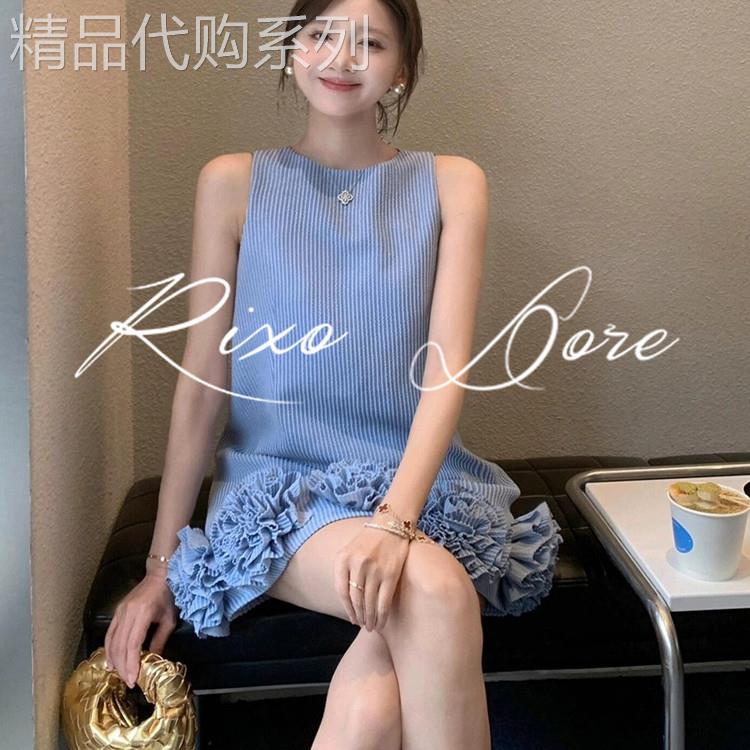 RIXO DORE法式名媛轻奢重工立体花朵针织洋装轻熟风蓬蓬短裙女