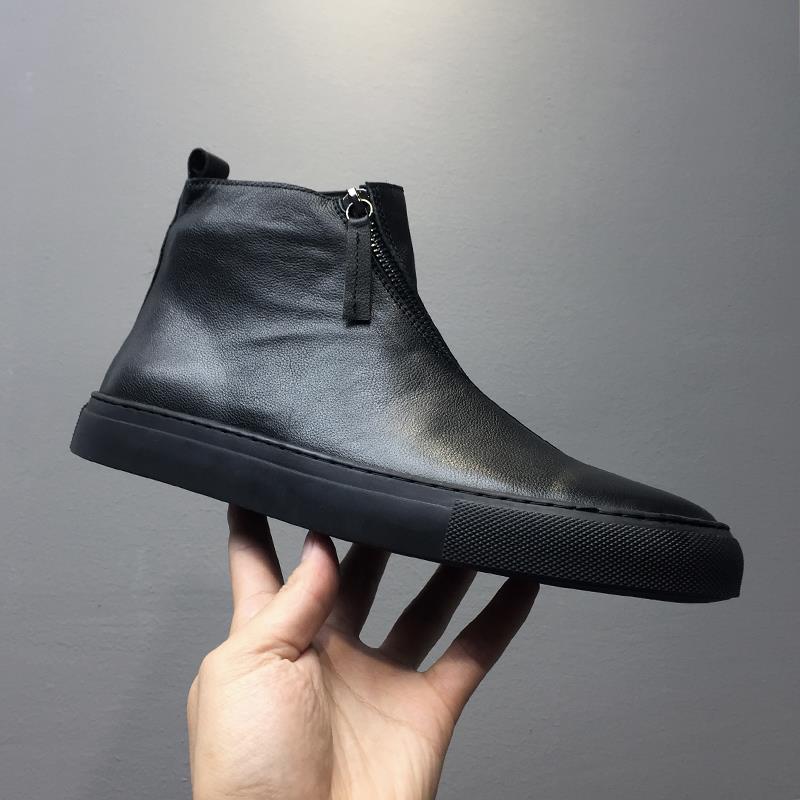 韩国专柜 欧洲站真皮时尚男鞋高帮百搭休闲板鞋高帮潮流马丁靴