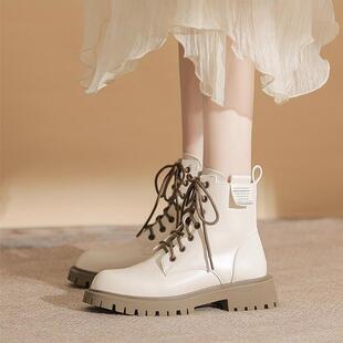 guidi fame真皮厚底马丁靴女2025秋冬新款英伦风靴子增高加绒短靴