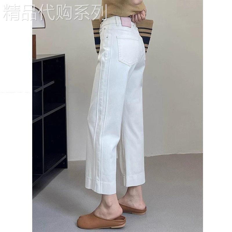 潮牌大尺码白色直筒牛仔裤女夏季2026年新款时尚高腰显瘦阔腿九分