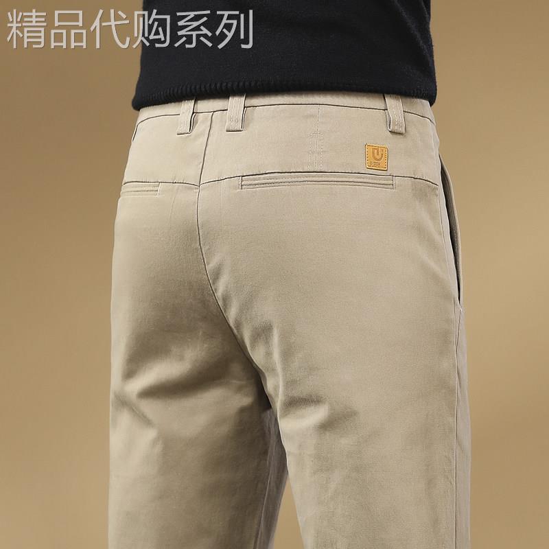 香港高端卡其色休闲裤男士2025秋季新款男裤直筒修身棉柔长裤子男