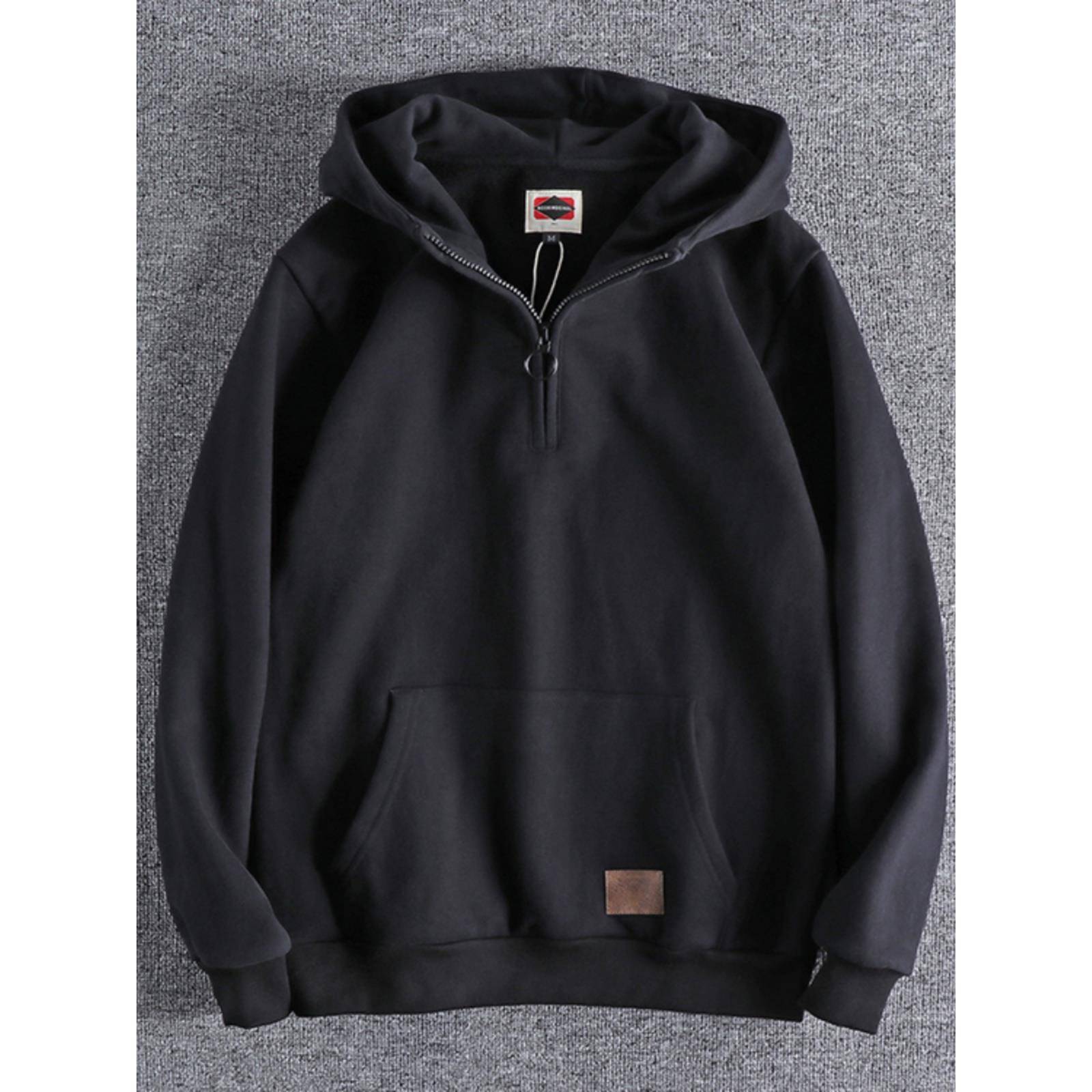 代购香港潮男秋冬覆古时尚休闲青年外套加绒厚实男士连帽套头卫衣