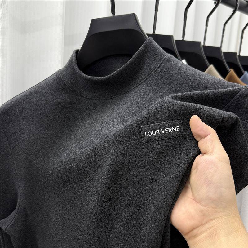 MAROLIO~德绒半高领打底衫男秋冬季双面磨毛保暖秋衣男士长袖T恤