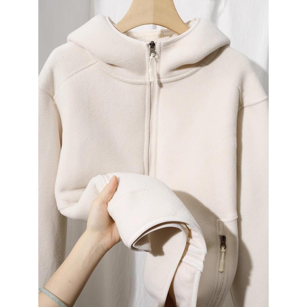 Mostarsea~百搭保暖开衫连帽外套男士420g重磅纯色双面摇粒绒卫衣