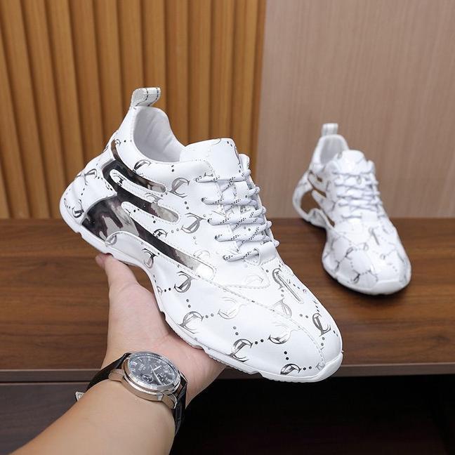 韩国专柜网红爆款高端潮流男鞋2024新款印花真皮·休闲厚底老爹鞋