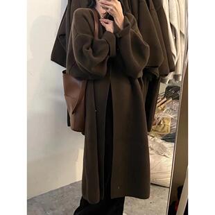 欧洲站秋冬加厚中长款针织开衫宽松慵懒风高级感显瘦毛衣外套女潮