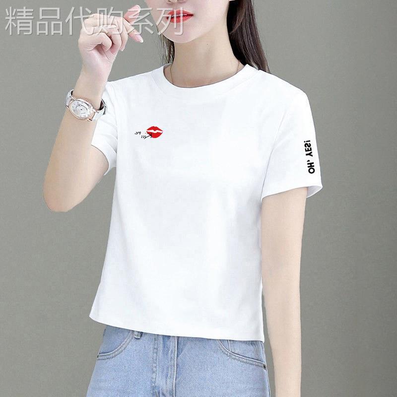 香港itst专柜纯棉短款t恤衫女夏季新款宽松圆领白色短袖上衣品牌