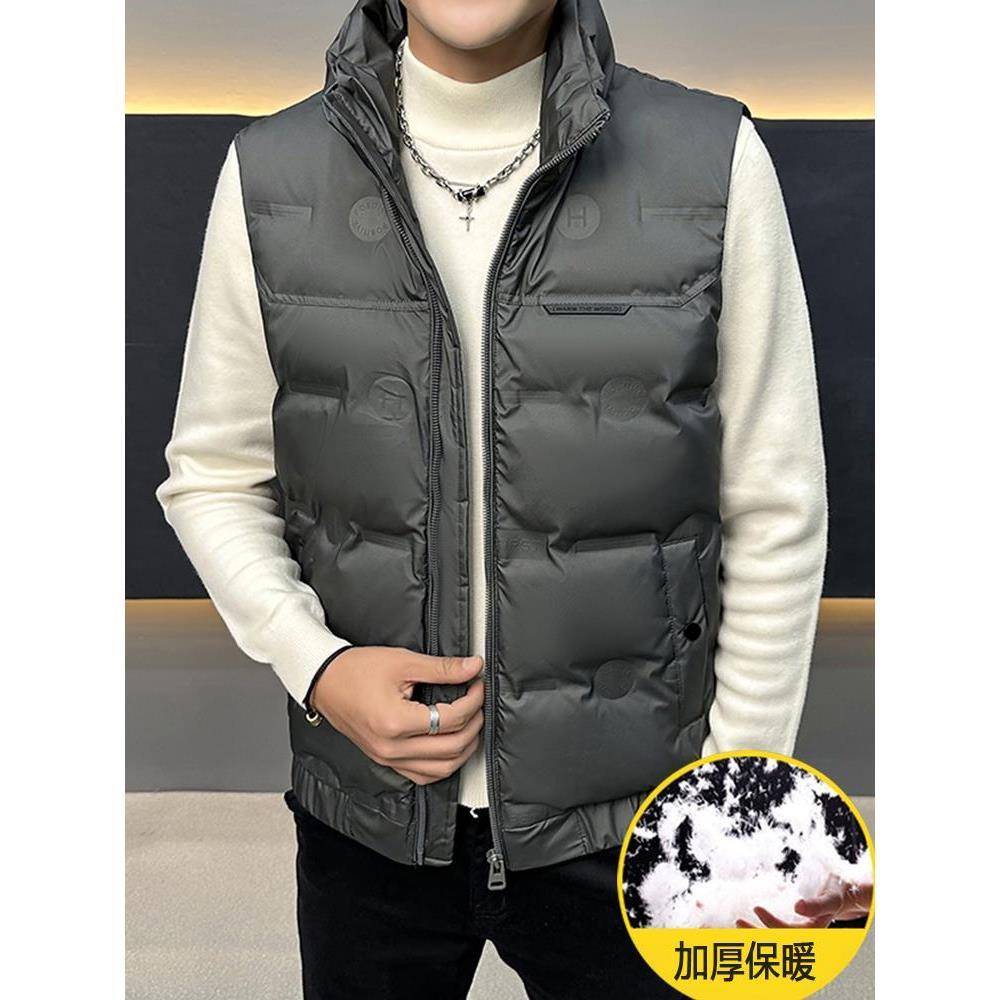 新款秋冬男装防寒服保暖外穿马甲羽绒服潮流外套背心加绒加厚马夹