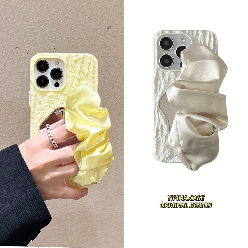 水波纹丝巾腕带iphone16promax手机壳苹果15pro简约新款12个性防摔11斜挎14女手提13镜子xr日韩ins风8plus火