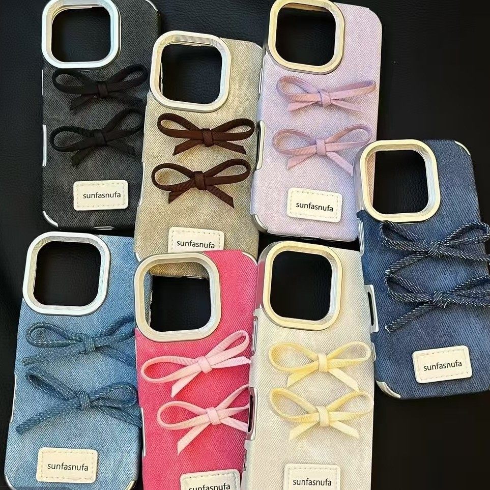 皮质蝴蝶结简约iPhone15promax手机壳苹果16pro少女14可爱13彩色12大孔11秋冬xr立体ins日韩8plus清新牛仔布,3C数码配件,手机保护套/壳,淘宝优惠券,粉丝福利购,淘宝优惠卷