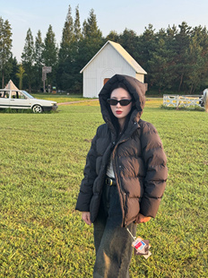 柏娅绒/BRY新款95%白鸭绒羽绒服女短款冬季小个子面包外套极简风