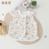 婴儿马甲外穿洋气春秋季 纯棉布女童宝宝公主坎肩蕾丝马夹儿童背心